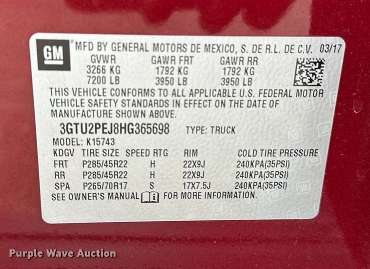 image for item OJ9934 2017 GMC Sierra Denali Crew Cab pickup truck