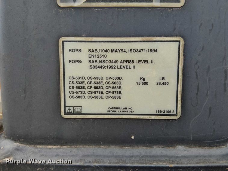 image for item DJ7870 2005 Caterpillar CS-563E single drum vibratory roller