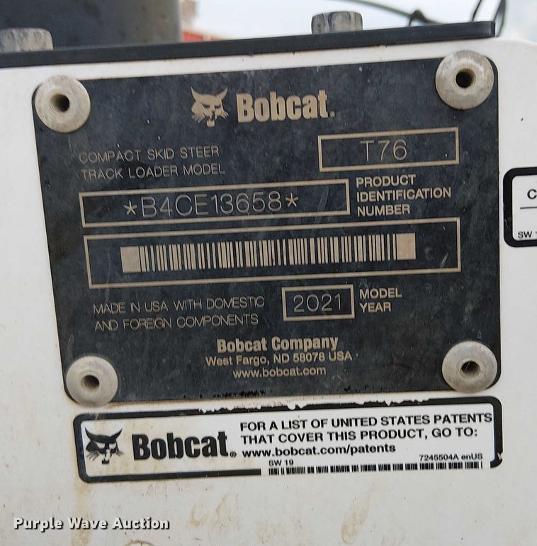 image for item DJ7871 2021 Bobcat T76 tracked skid steer loader