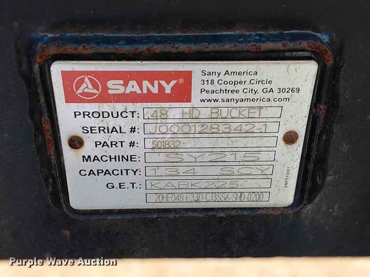 image for item DJ7881 Sany 48 HD excavator bucket