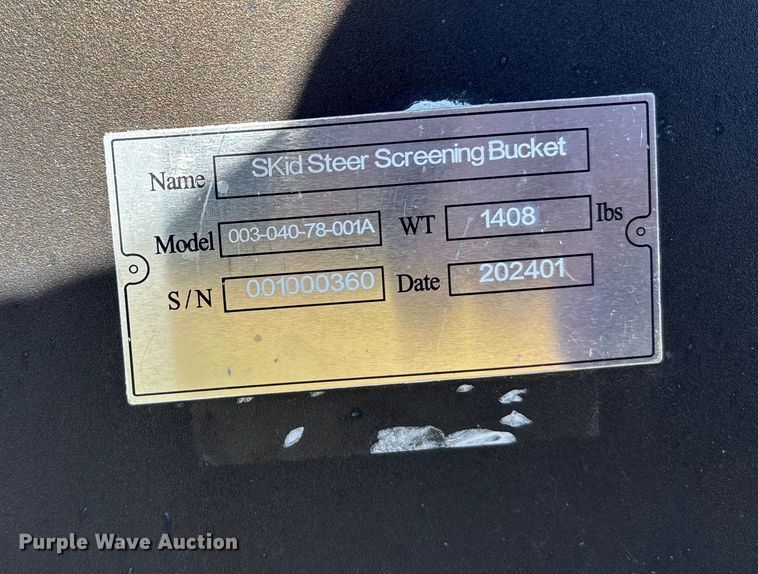 image for item DK0036 2024 skid steer screening bucket