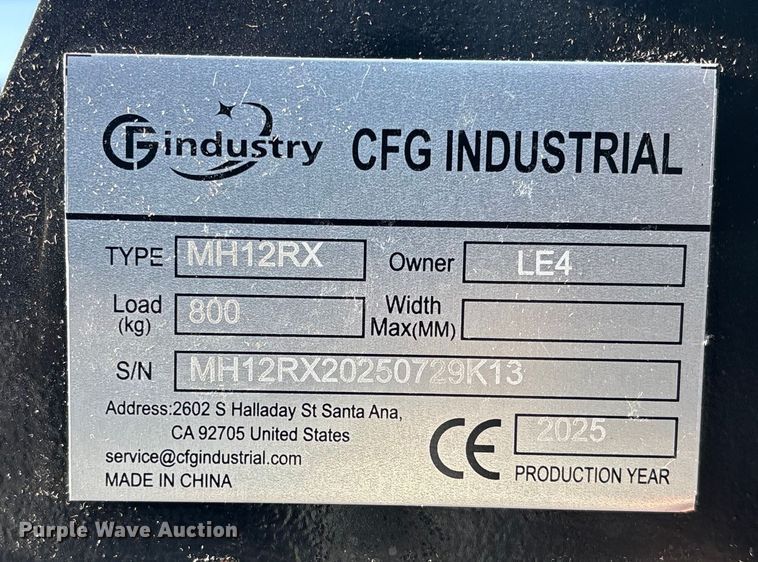 image for item DK0102 2025 CFG Industrial MH12 RX mini excavator