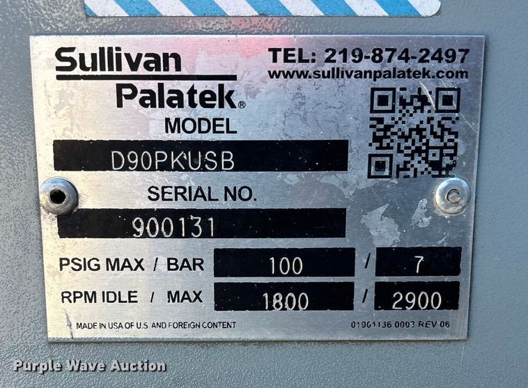 image for item DK0105 Sullivan Palatek D90PKUSB air compressor