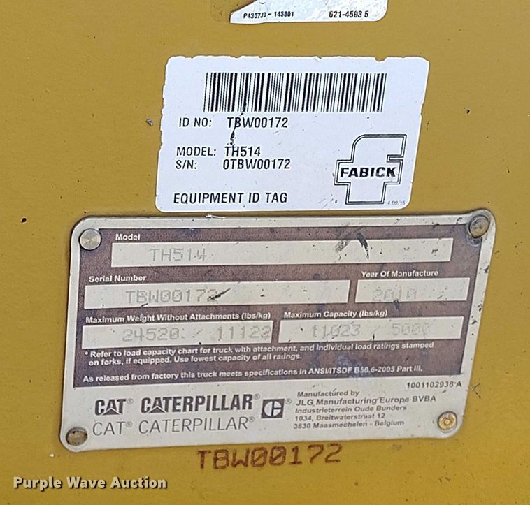 image for item DP5089 2010 Caterpillar TH514 telehandler