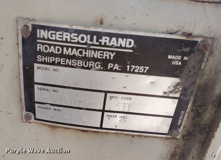 image for item DP5096 1999 Ingersoll Rand SD-40D single drum vibratory roller