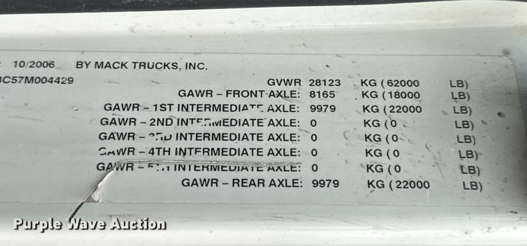 image for item DP8907 2007 Mack CTP713 dump truck