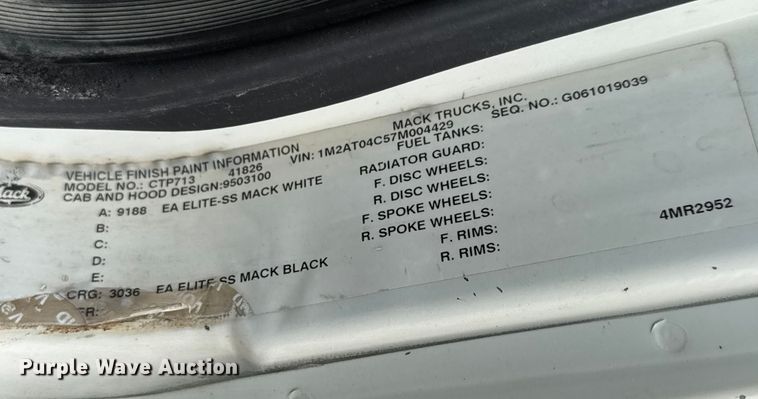 image for item DP8907 2007 Mack CTP713 dump truck