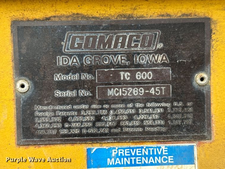 image for item DP8915 1988 Gomaco TC600 texture curing machine