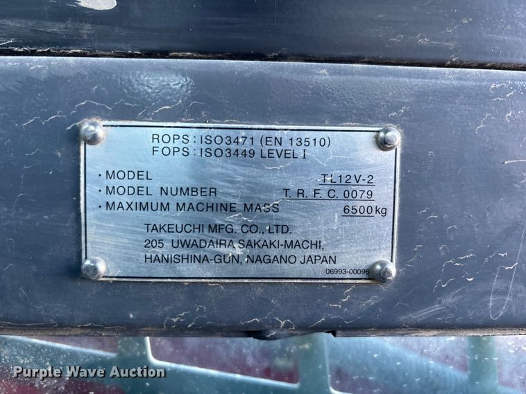 image for item DU1485 2021 Takeuchi TL12V2 tracked skid steer loader