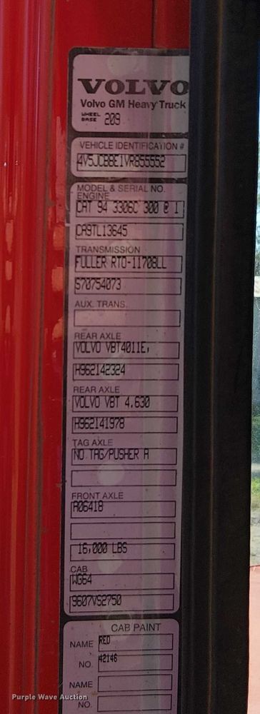 image for item DU3649 1997 Volvo WG dump truck