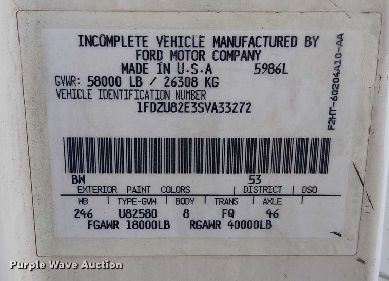 image for item DU3661 1995 Ford LT8000 crane truck