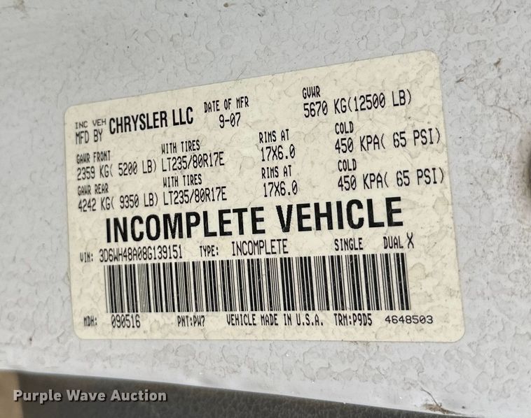 image for item DW4330 2008 Dodge Ram 3500 Quad Cab flatbed pickup truck