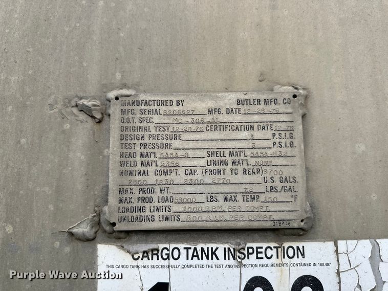 image for item DW4332 1976 Butler tank trailer