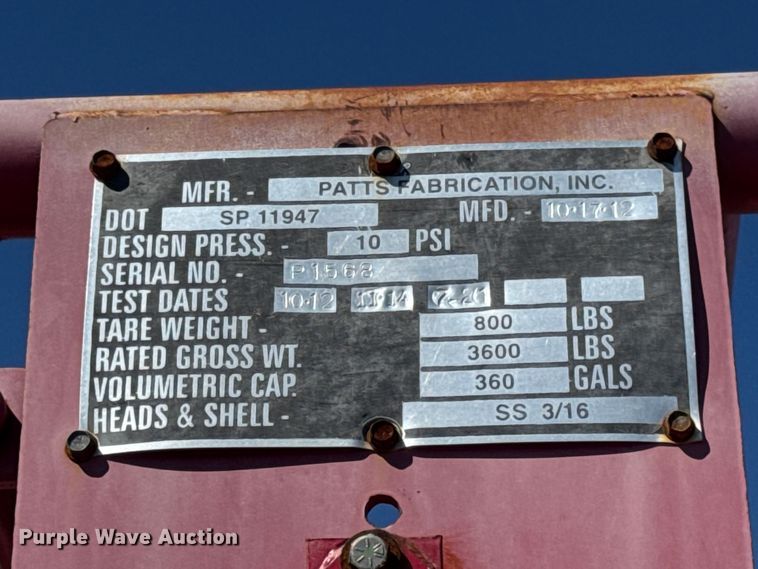 image for item DW6644 2012 Patts Fabrication oilfield acidizing truck bed