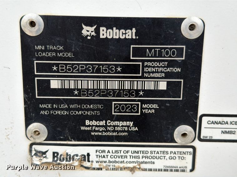 image for item DX5849 2023 Bobcat MT100 compact utility loader