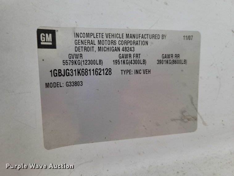 image for item DX6549 2008 Chevrolet G3500 IBAK sewer inspection and cutter truck