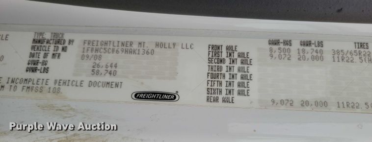 image for item DX6550 2009 Freightliner Business Class M2 800 HPR Truck Jet sewer jetter truck