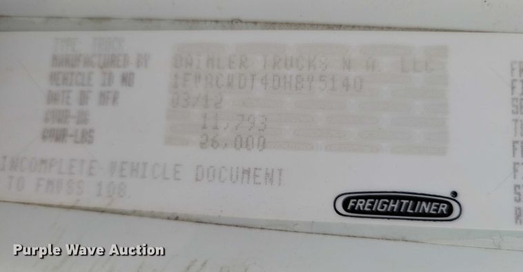 image for item DX6551 2013 Freightliner Business Class M2 refrigerated truck