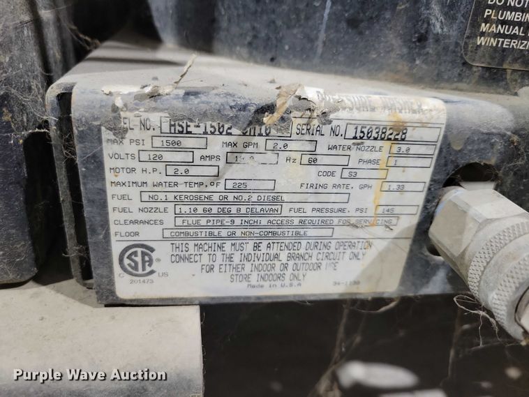 image for item DX6559 Mi-T-M 1502 hot pressure washer