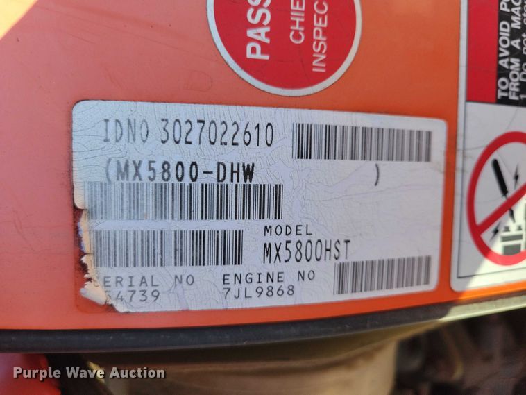 image for item DX6571 Kubota MX5800D MFWD tractor