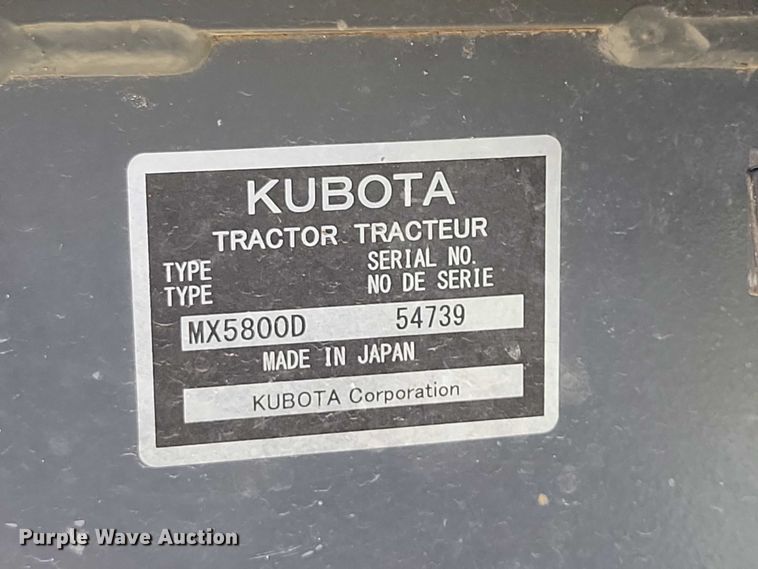 image for item DX6571 Kubota MX5800D MFWD tractor