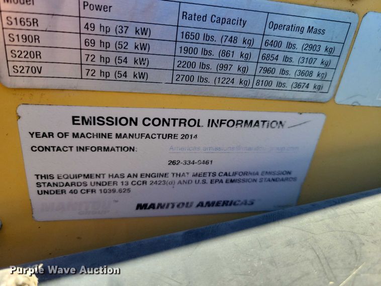 image for item DX6574 2014 Yanmar S165R skid steer loader