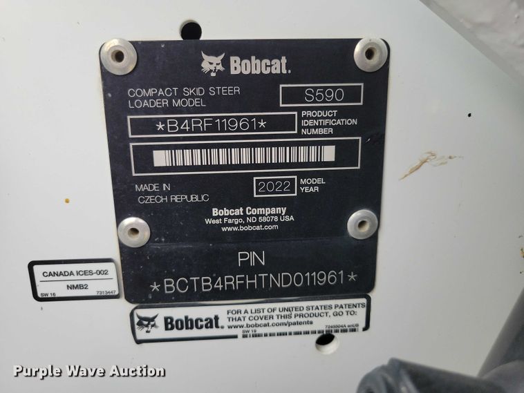 image for item DX6583 2022 Bobcat S590 skid steer loader
