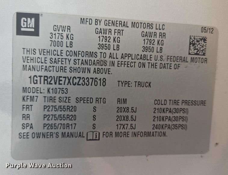 image for item DY1219 2012 GMC Sierra 1500 Ext. Cab pickup truck