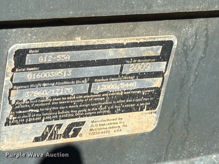 image for item DY8314 2009 JLG G12-55A telehandler