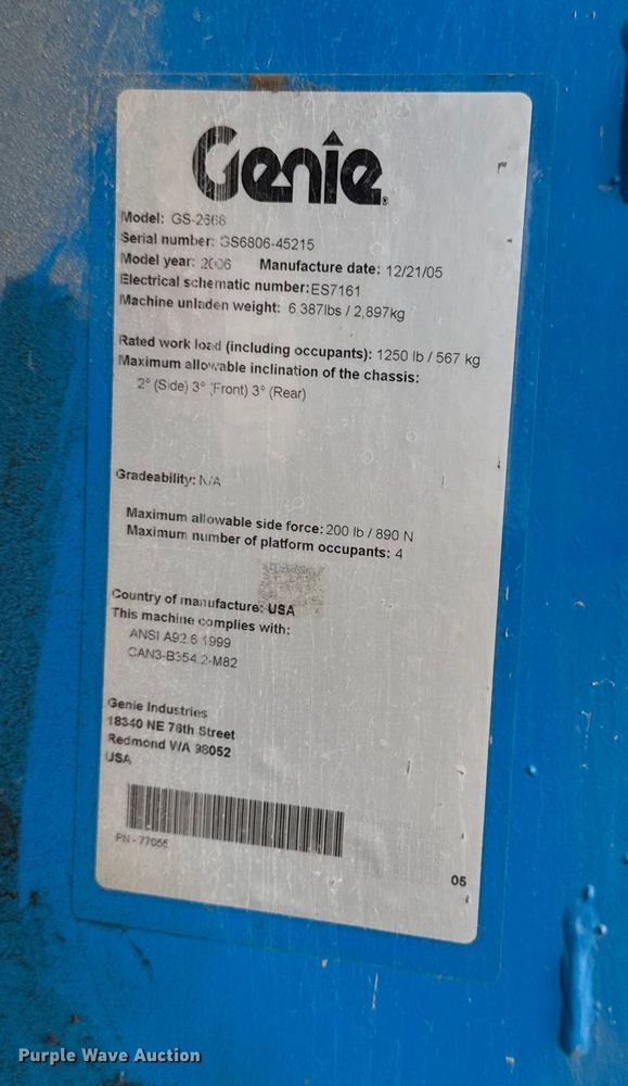 image for item EA1959 2006 Genie GS-2668 RT scissor lift