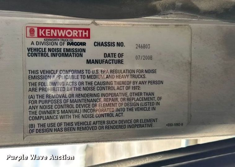 image for item EA1985 2009 Kenworth W900 semi truck