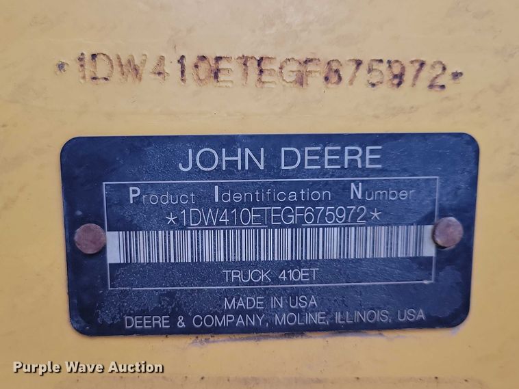 image for item EA2667 2016 John Deere 410E articulated haul truck