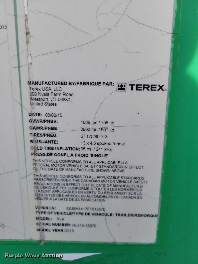 image for item EA2673 2015 Terex RL4 light plant