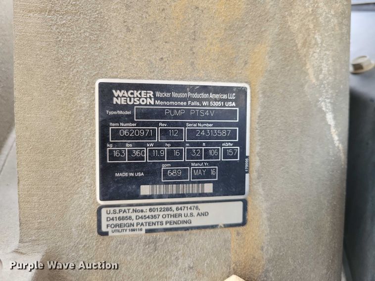 image for item EA2686 (3) 2016 Wacker Neuson PTS4 trash pumps