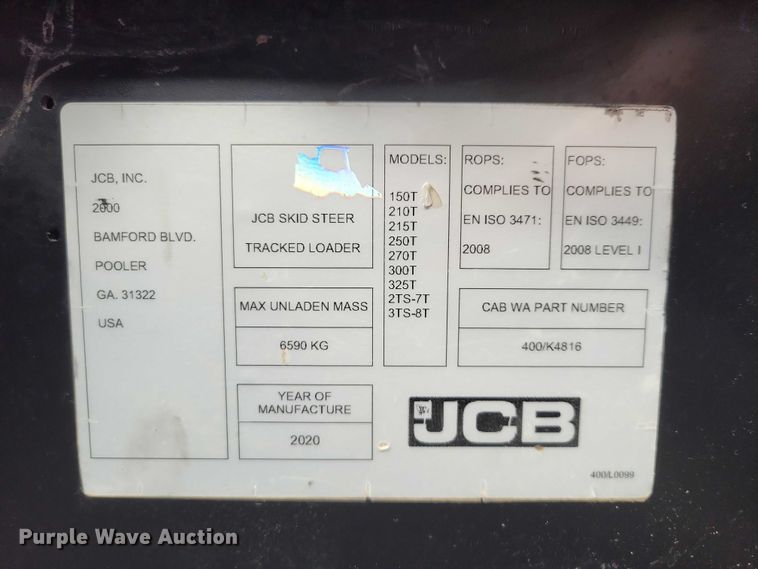 image for item EA2687 2020 JCB 3TS-8T tracked skid steer loader