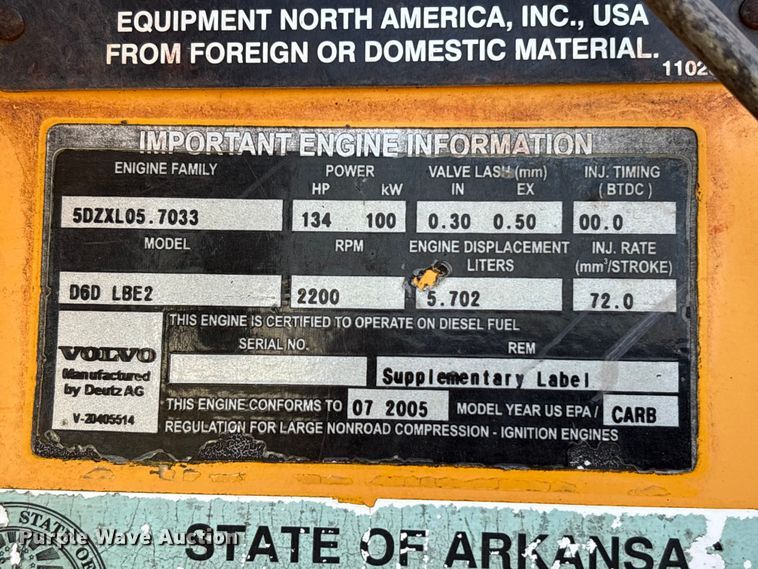 image for item EA7018 2006 Volvo L70E wheel loader