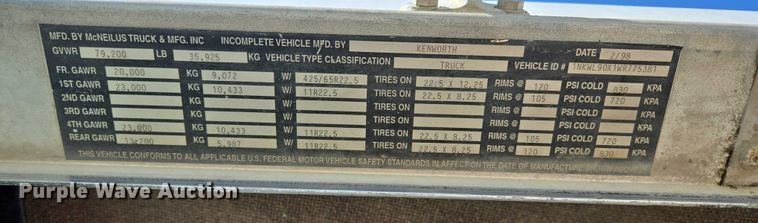 image for item EB1054 1998 Kenworth W900 ready mix truck