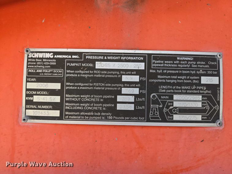 image for item EB1055 2007 Mack MR concrete pump truck