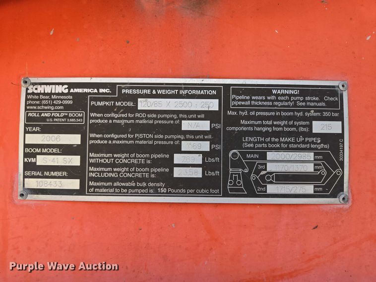 image for item EB1055 2007 Mack MR concrete pump truck