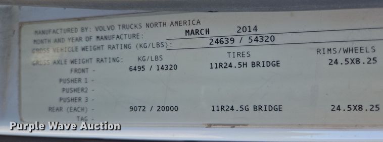 image for item EB1057 2015 Volvo VNL semi truck