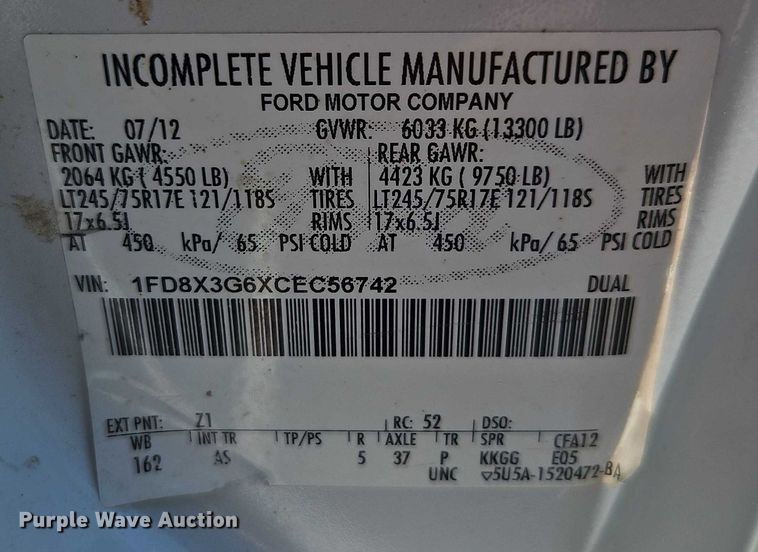 image for item EB8326 2012 Ford F350 Super Duty SuperCab utility bed pickup truck