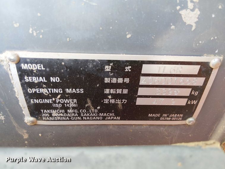 image for item EC1243 2019 Takeuchi TL6R tracked skid steer loader