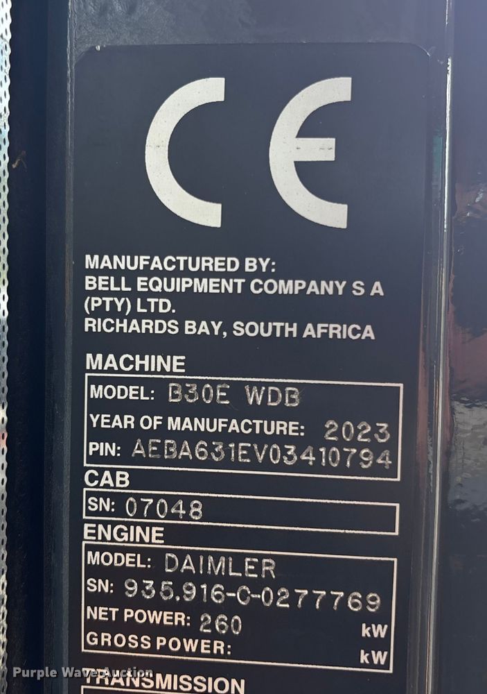 image for item EC3867 2023 Bell B30E WDB articulated haul truck