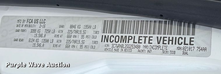 image for item EC3869 2016 RAM 5500  bucket truck