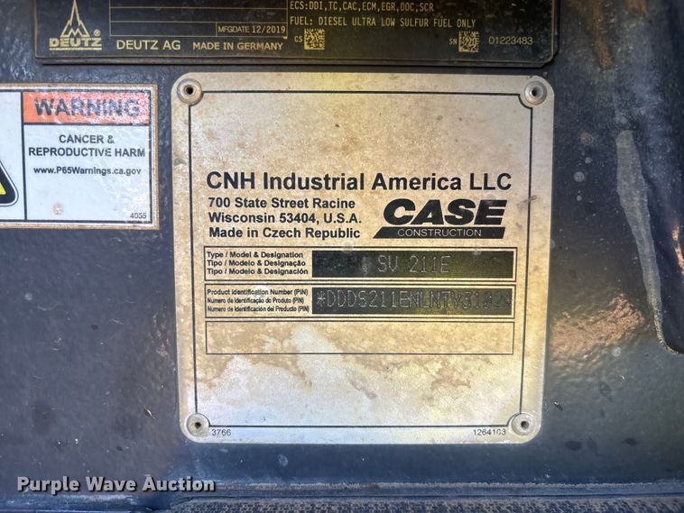 image for item EC3881 2020 Case SV211E single drum vibratory roller