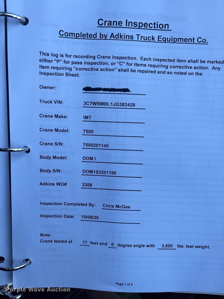 image for item EC3886 2018 RAM 5500 utility / service truck