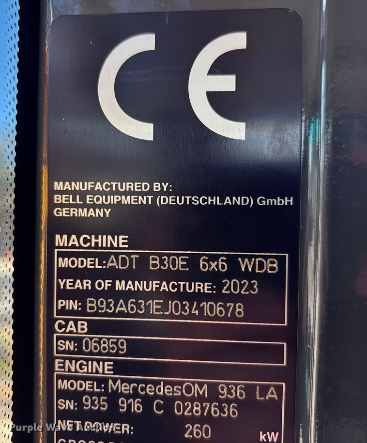 image for item EC3887 2023 Bell B30E articulated haul truck