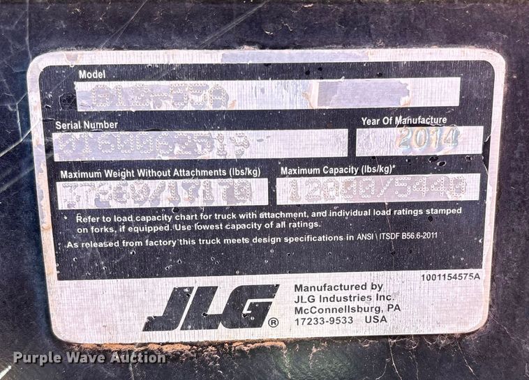 image for item EC8067 2014 JLG G12-55A telehandler