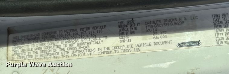 image for item ED1530 2015 Freightliner 108SD sewer jetter truck