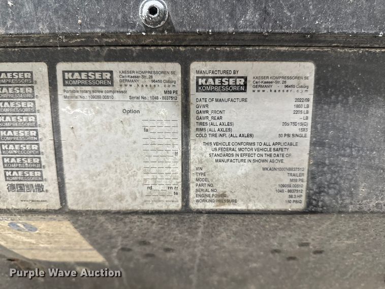 image for item ED1532 Kaeser M59 MOBILAIR air compressor